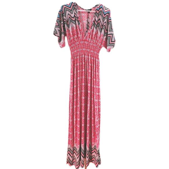 5th and Love Pink Boho Maxi Dress With Dolman Sleeves Boho Gypsy Size Large - Picture 2 of 9